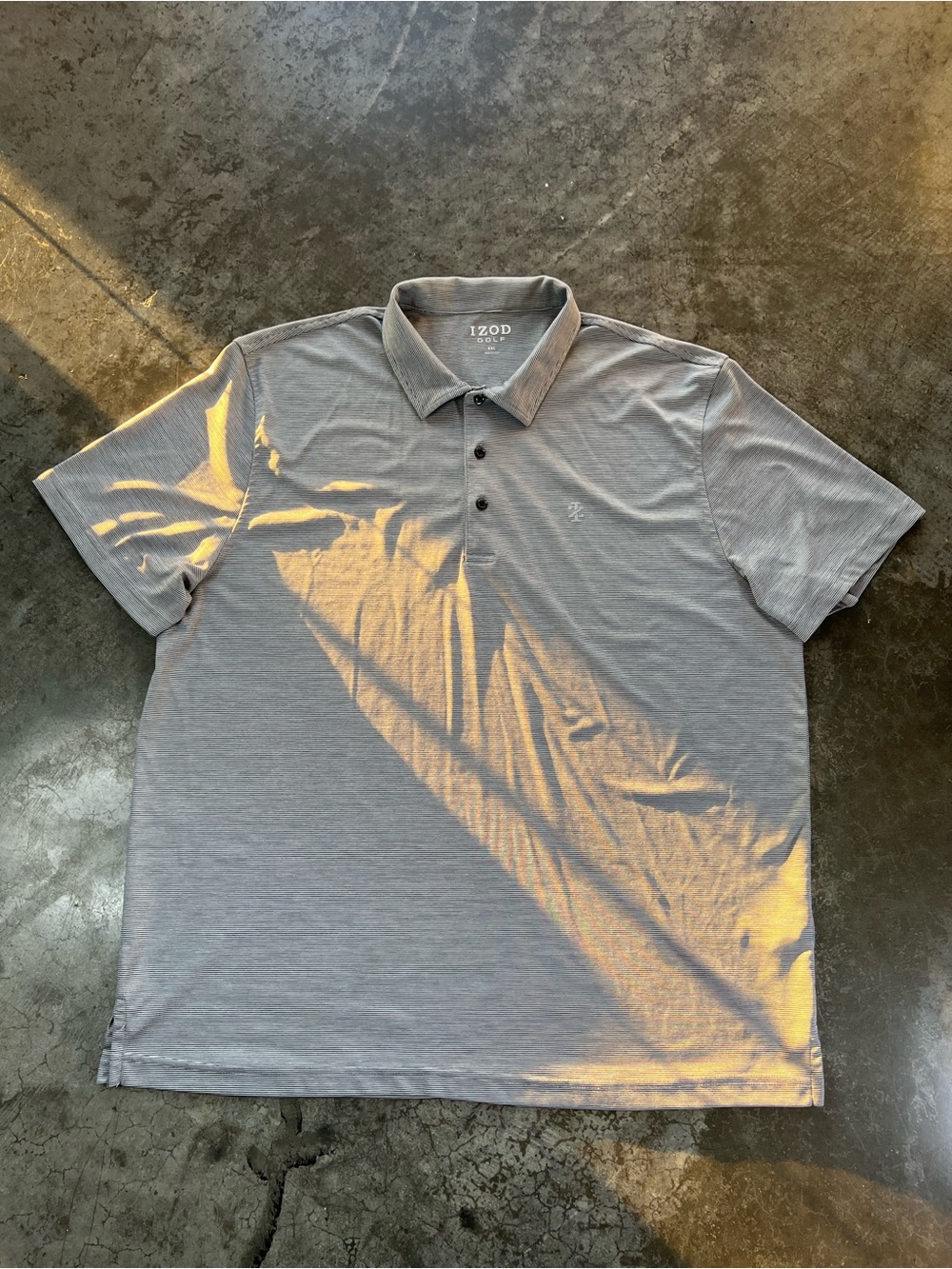 IZOD Golf Polo Shirt XXL Gray Striped Performance Short Sleeve